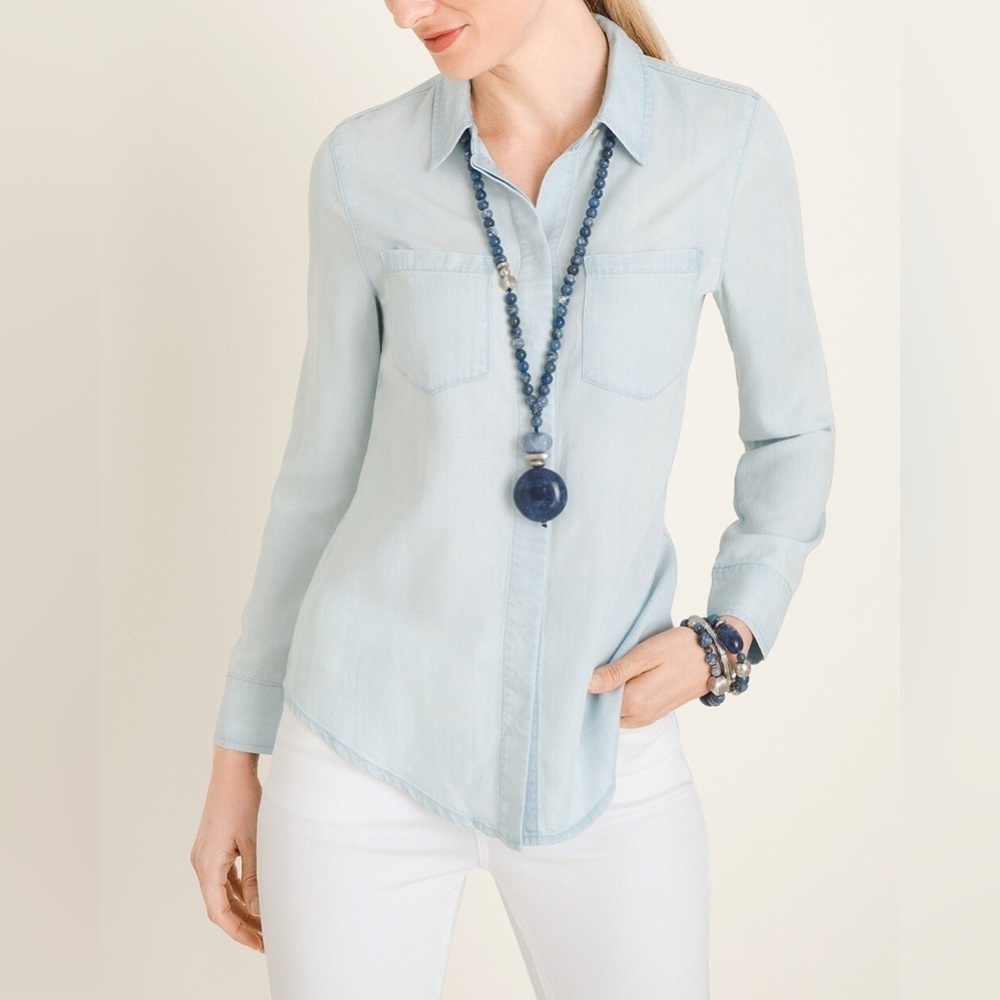Chico’s Classic Denim Shirt size 2